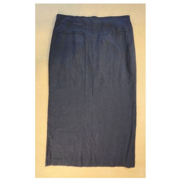 ZARA Lyocell Linen Blend Black Maxi Skirt Straight Cut Back Slit Minimalist sz L - Picture 1 of 10